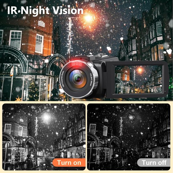 Camcorder Video Camera 4K Ultra 44MP Vlogging Camera for YouTube 18X Digital Zoom Camcorder 3.0" IPS Screen Video Recorder with External Mic, Controller, 2 Batteries and 32G SD Card - Image 3