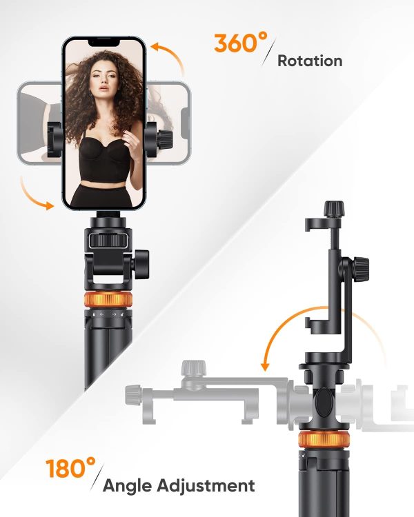 Newest iPhone Tripod Stand, EUCOS 62" Phone Tripod&Selfie Stick with Remote Shutter for Video Recording, Solidest Cell Phone Tripod Stand for iPhone Compatible iPhone 13Pro Max/12Pro/Samsung/DJI/GoPro - Image 6