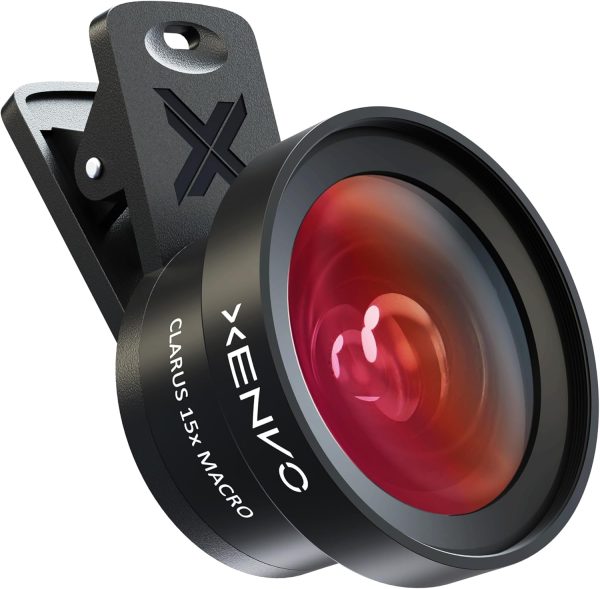 Pro Lens Kit for iPhone and Android, Macro and Wide Angle Lens (NOT A TELEPHOTO Zoom Lens) with LED Light and Travel Case Black