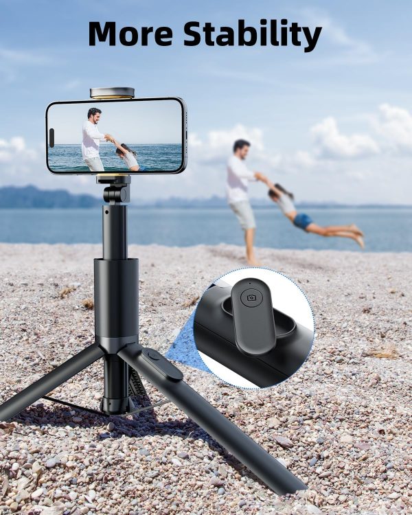 TODI 63" Phone Tripod, Tripod for iPhone & Portable Selfie Stick Tripod with Remote, Phone Tripod Stand for Video Recording, Travel Tripod for Cell Phone Tripod Compatible with iPhone 15/14/13/Android - Image 3