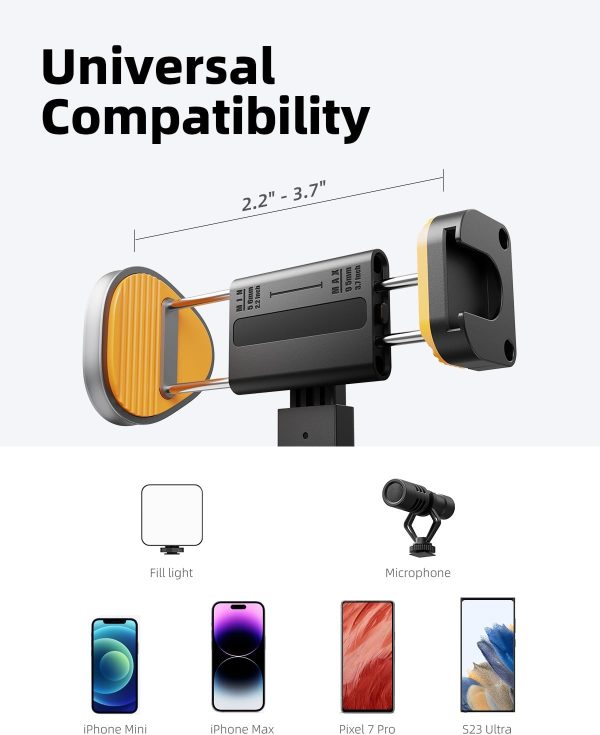TODI 63" Phone Tripod, Tripod for iPhone & Portable Selfie Stick Tripod with Remote, Phone Tripod Stand for Video Recording, Travel Tripod for Cell Phone Tripod Compatible with iPhone 15/14/13/Android - Image 4