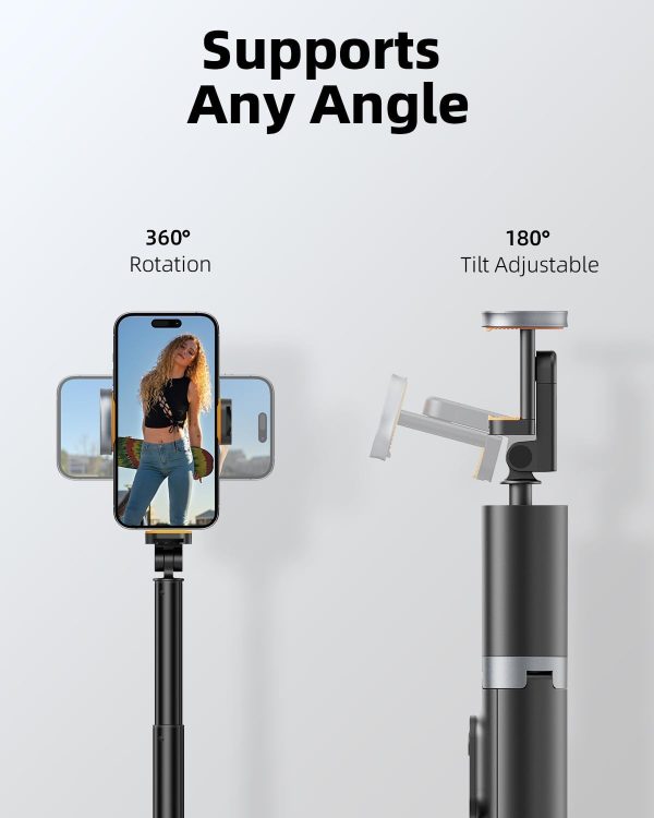 TODI 63" Phone Tripod, Tripod for iPhone & Portable Selfie Stick Tripod with Remote, Phone Tripod Stand for Video Recording, Travel Tripod for Cell Phone Tripod Compatible with iPhone 15/14/13/Android - Image 5