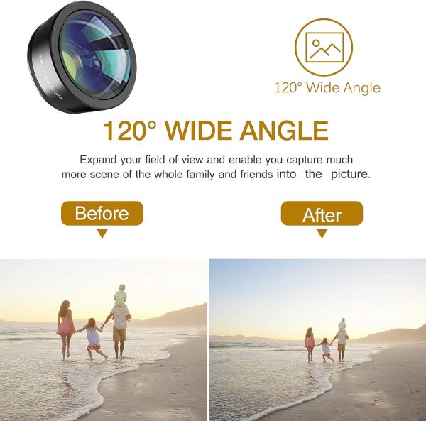 Upgraded 3 in 1 Phone Camera Lens kit-198° Fisheye Lens + Macro Lens + 120° Wide Angle Lens,Clip on Cell Phone Lens Kit Compatible with iPhone Samsung Android Smartphones - Image 4