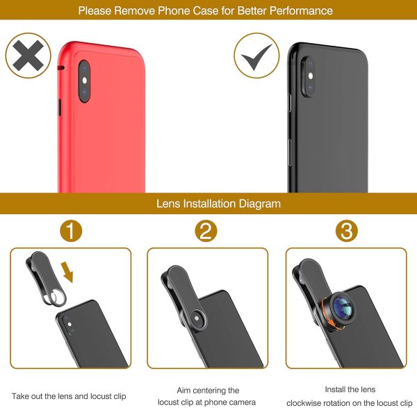Upgraded 3 in 1 Phone Camera Lens kit-198° Fisheye Lens + Macro Lens + 120° Wide Angle Lens,Clip on Cell Phone Lens Kit Compatible with iPhone Samsung Android Smartphones - Image 7