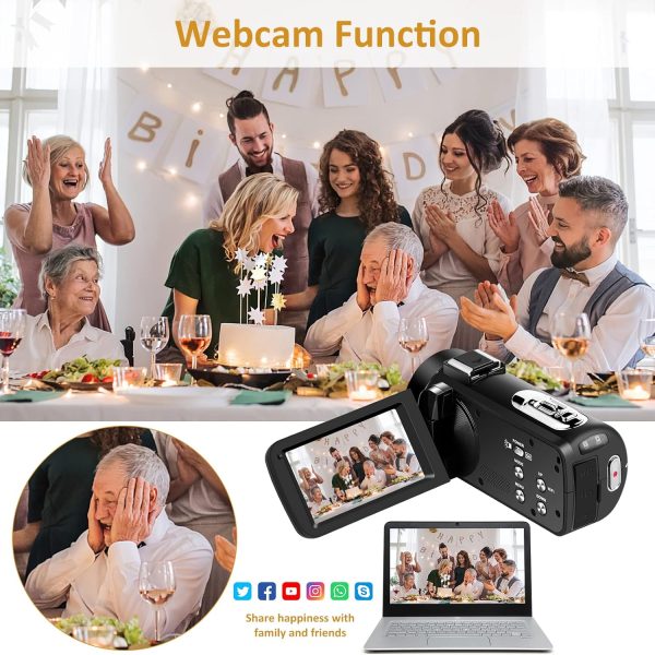 Video Camera Camcorder, Full HD 1080P Camcorder 48MP 16X Digital Video Camera for YouTube, 3.0 Inch IPS Screen Vlogging Camera Recorder with Remote Control, 32GB Card and Battery - Image 5